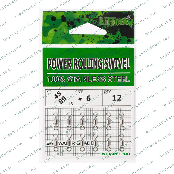 LITTMA Power Rolling Swivel - Heavy-Duty Fishing Terminal Tackle for Smooth Rotation and Reduced Line Twist, Durable Swivel for Saltwater and Freshwater Fishing.