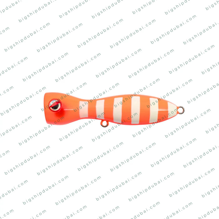Orange and white striped fishing lure on a white background with 'bigshipdubai.com' watermark.