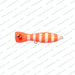 Orange and white striped fishing lure on a white background with 'bigshipdubai.com' watermark.